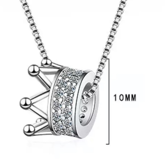 Sterling Silver 925 CZ Crown Necklace - Picture 7 of 7